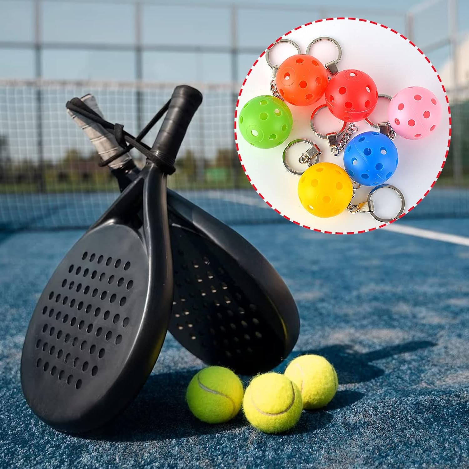6Pcs Gifts for Pickleball Lovers Pickleball Ornament Pickleball Keychain Pickleball Keychains Bulk