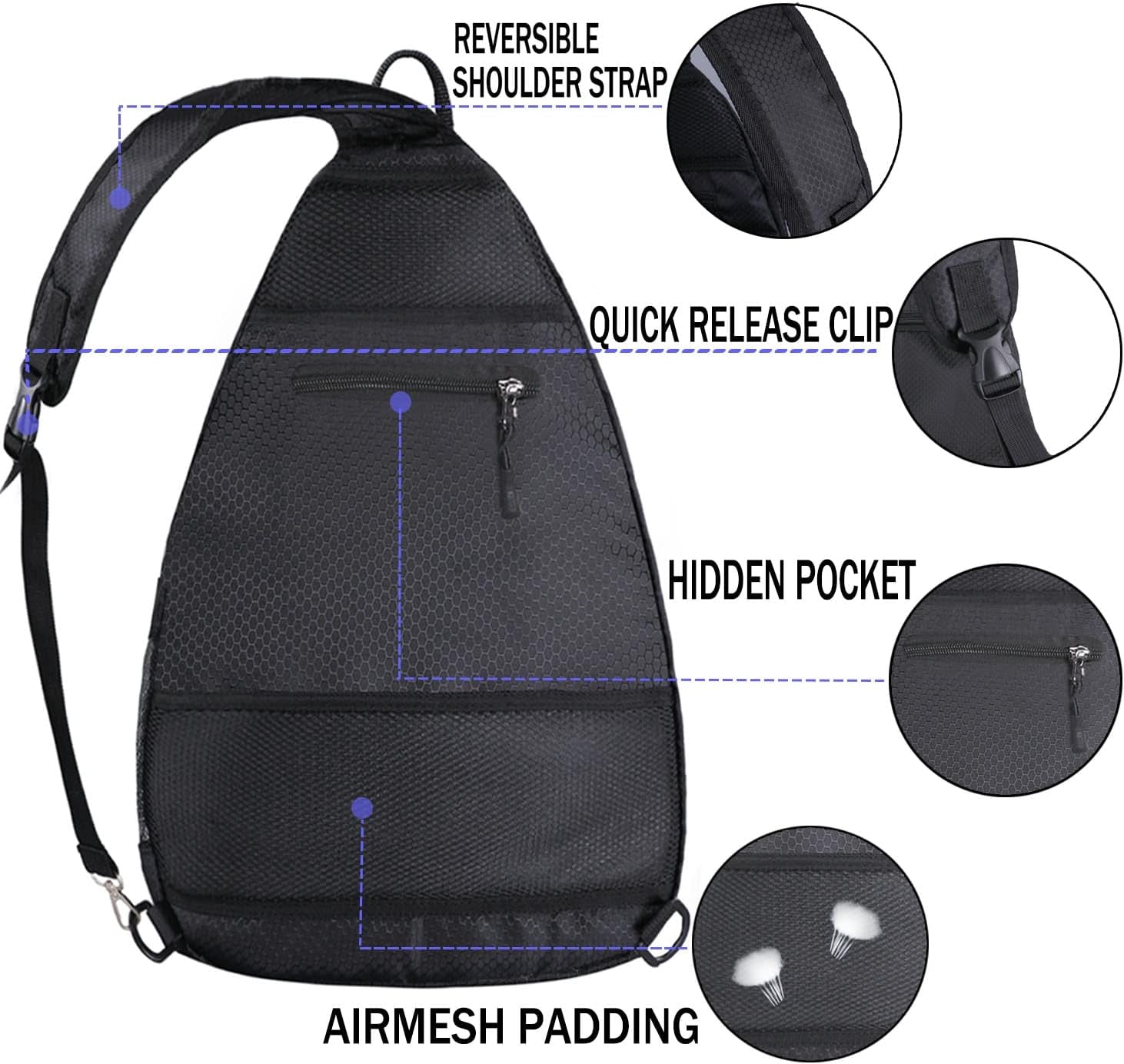 Pickleball Bag - Pickleball Bags for Women Men - Pickleball Backpack - Travel Pickleball Paddle Case, Pickle Ball Bag for Pickleball Paddle Tennis Racket, Protable Pickleball Sling Bag