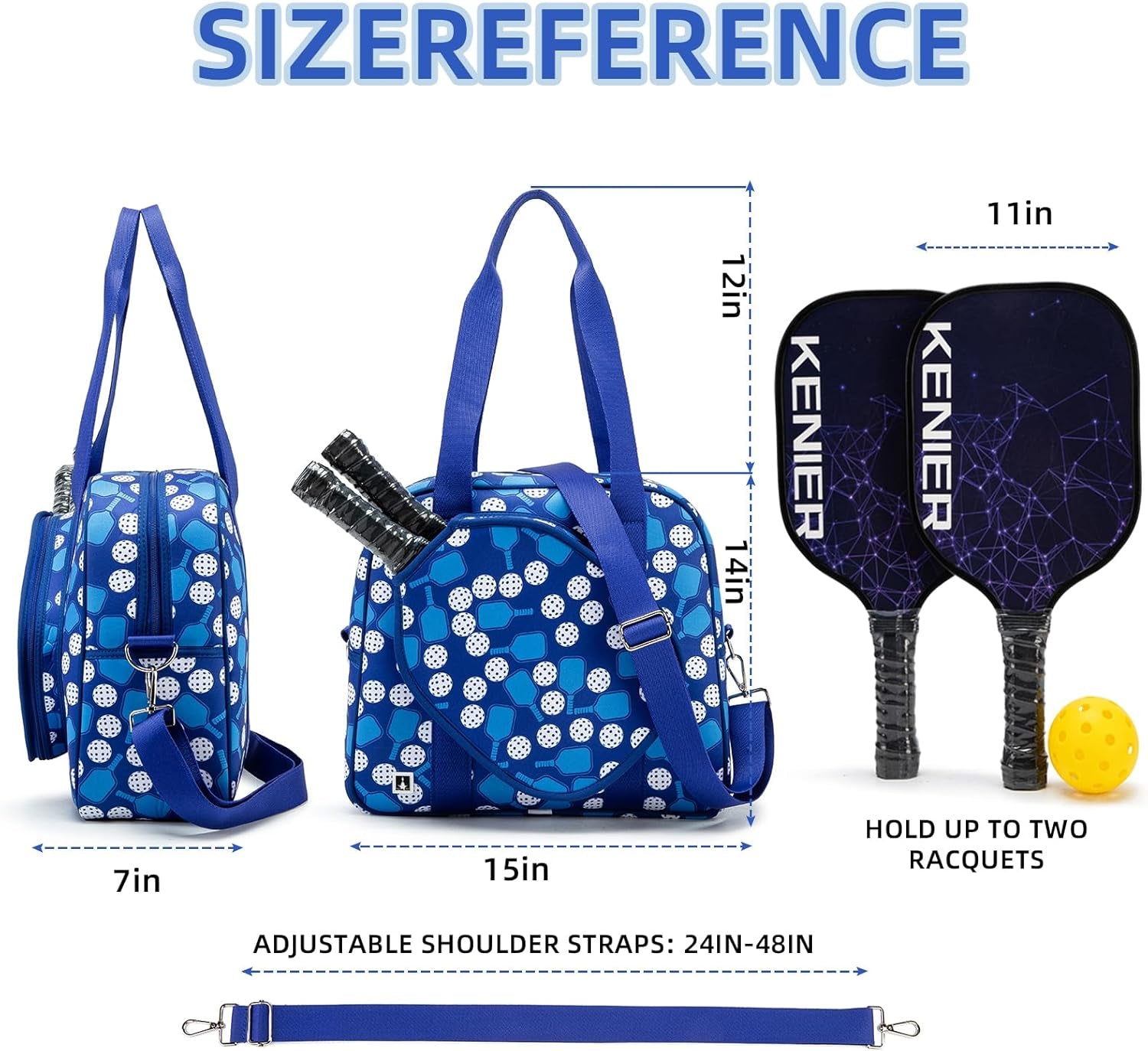 Pickleball Bag, Pickleball Tote Bag High-Capacity Adjustable Shoulder Strap for Pickleball Paddle Shoulder Bag, Pickleball Bag for Women Men