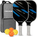 Fiberglass Pickleball Paddles Set of 2, Pickle Ball Racket Lightweight Honeycomb Core Control Paddle, with 4 Indoor Outdoor Balls and Bag for Men Women