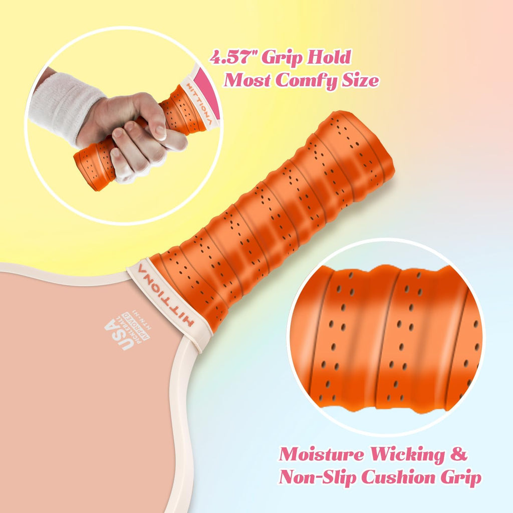 Pickleball Paddles Set of 2 - USAPA Approved Fiberglass Cute Pickleball Paddles Set for Women, Pink Pickleball Paddle with Anti-Slip Grip, 4 Pickleballs, Pickle Ball Paddle for Beginners