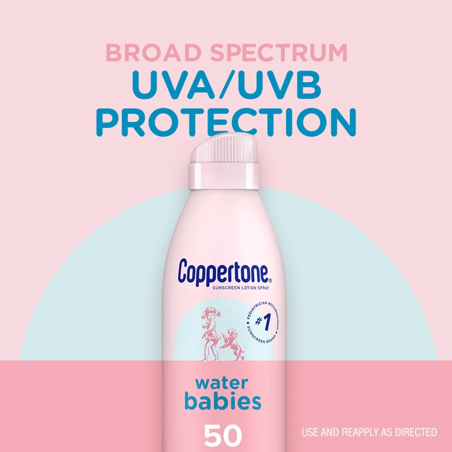 Waterbabies Sunscreen Spray SPF 50, Spray on Sunscreen for Babies, Water Resistant, Pediatrician Recommended, 6 Oz, Pack of 2