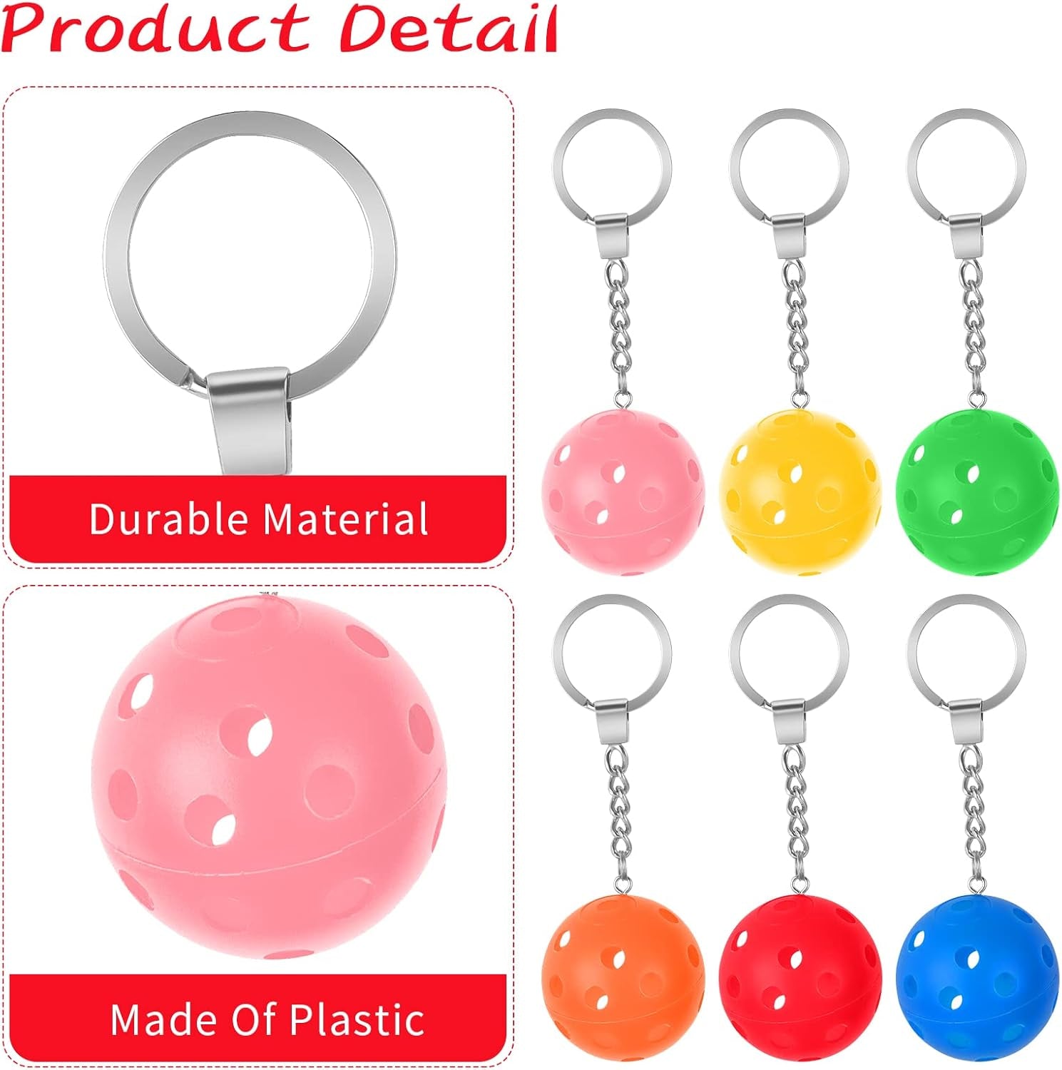6Pcs Gifts for Pickleball Lovers Pickleball Ornament Pickleball Keychain Pickleball Keychains Bulk