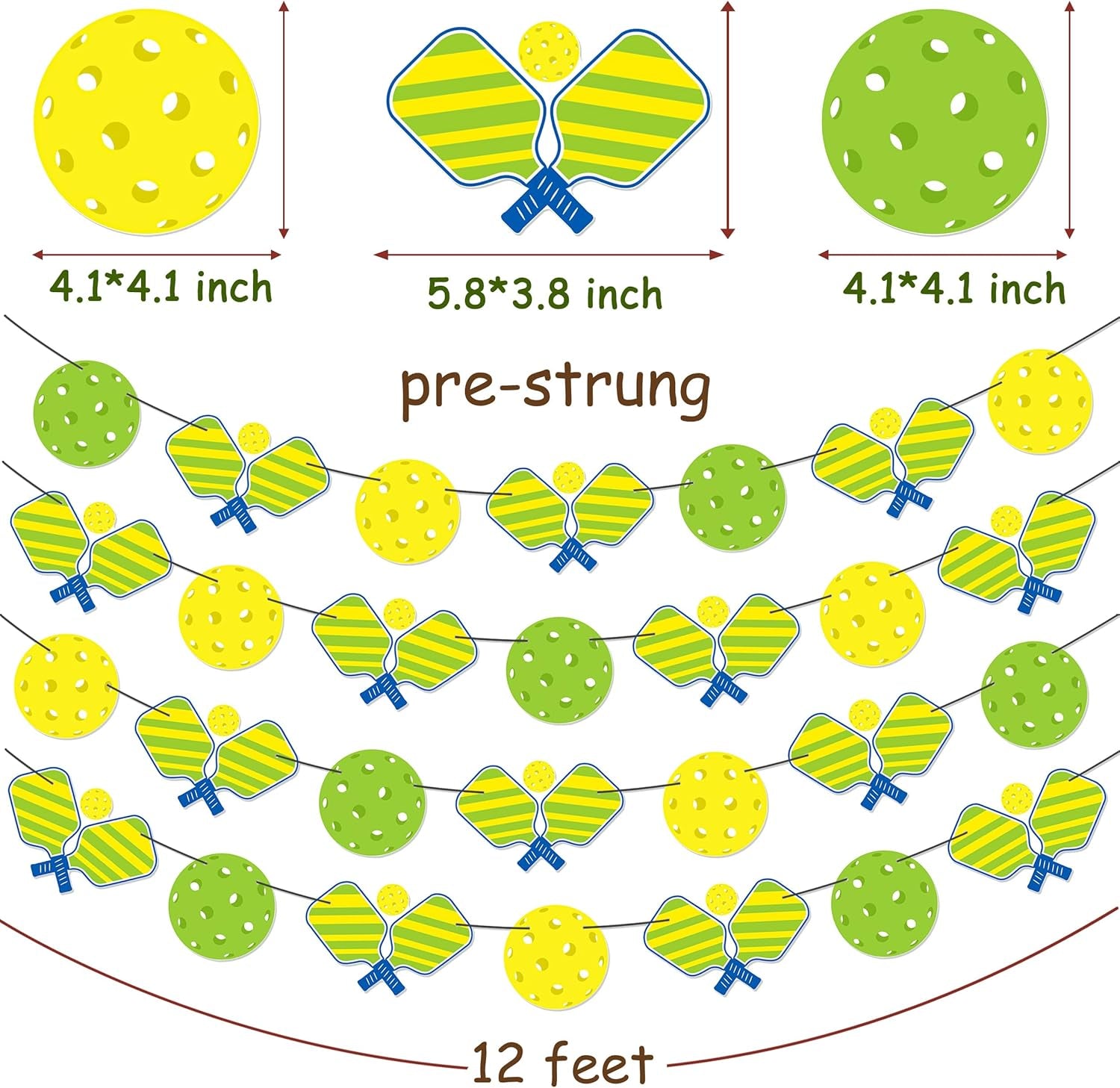 Pickleball Party Banners Cute Pickleball Party Birthday Decorations 4Pcs Pickleball Themed Banner Decorations for Pickleball Theme Party Sport Baby Shower Supplies