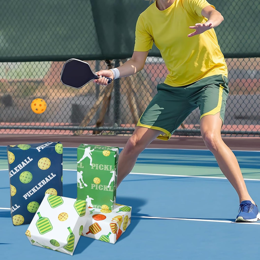 Pickleball Wrapping Paper 12 Sheets - Pickleball Gift Wrap - Sports Ball Gift Wrapping Paper - Pickleball Themed Gift Packing Paper for Pickleball Lovers, Pickleball Parties, 20"×28"