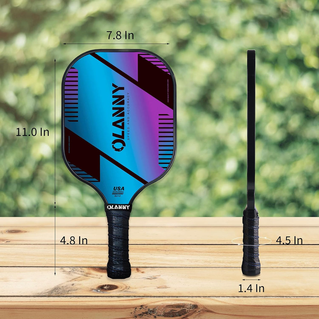 Graphite Pickleball Paddles Set- Premium Rackets Fiber Face & Polymer Honeycomb Core Pickleball Set Includes Pickleball Paddles + Pickleball Balls+ Replacement Soft Grip + 1 Bag