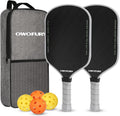 Fiberglass Pickleball Paddles Set of 2, Pickle Ball Racket Lightweight Honeycomb Core Control Paddle, with 4 Indoor Outdoor Balls and Bag for Men Women