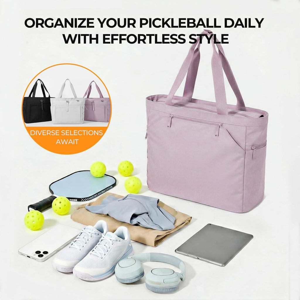Pickleball Bag for Women Men, Large Pickleball Tote Holds 2-4 Rackets, Pickleball Bags with Shoe Compartment & Water Bottle Pocket, Pickleball Gifts, Water-Resistant & Lightweight