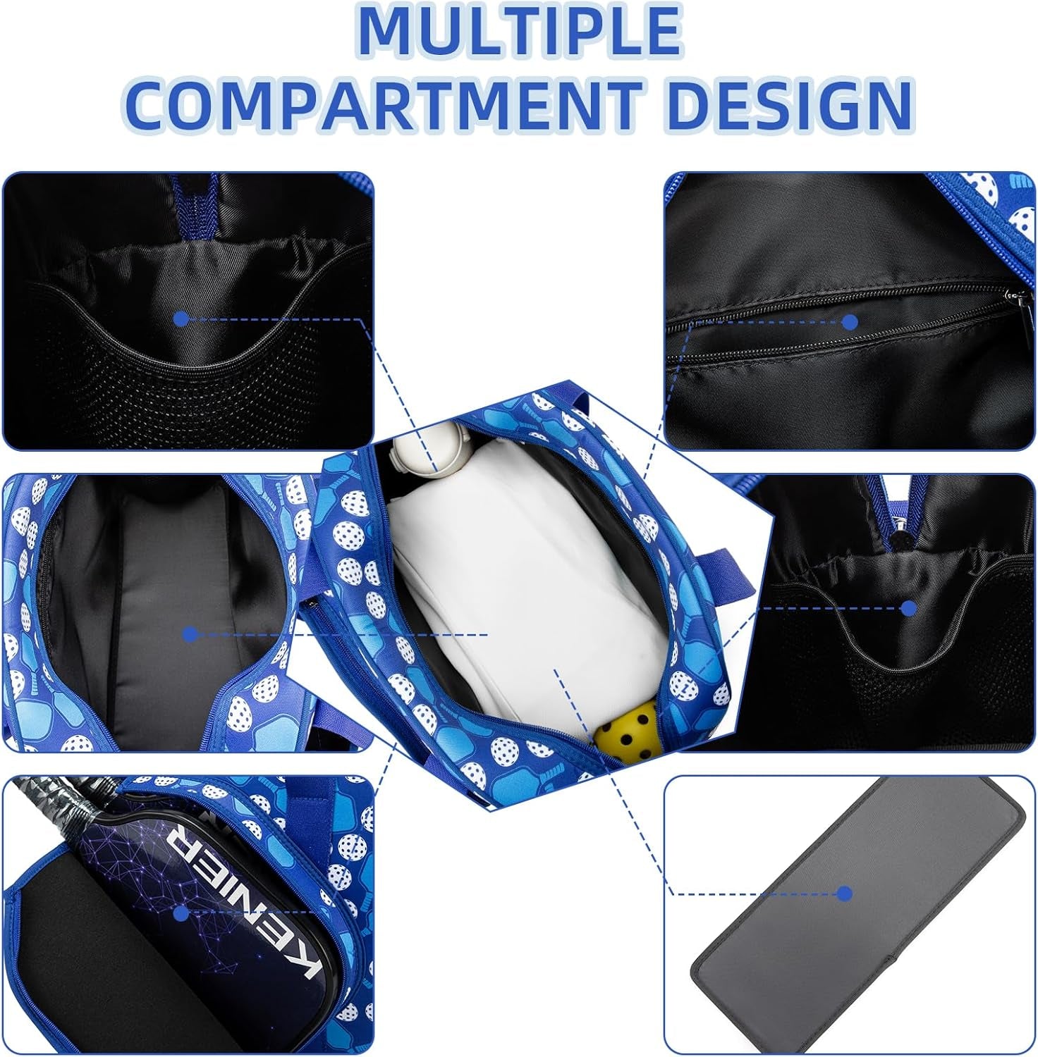 Pickleball Bag, Pickleball Tote Bag High-Capacity Adjustable Shoulder Strap for Pickleball Paddle Shoulder Bag, Pickleball Bag for Women Men