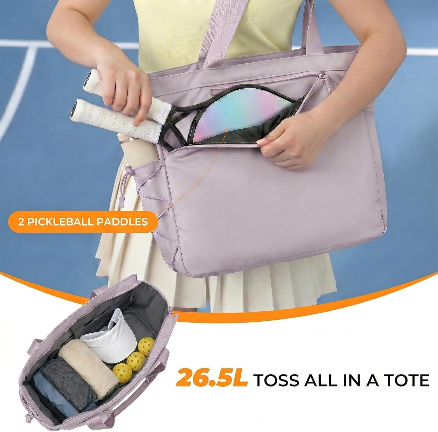 Pickleball Bag for Women Men, Large Pickleball Tote Holds 2-4 Rackets, Pickleball Bags with Shoe Compartment & Water Bottle Pocket, Pickleball Gifts, Water-Resistant & Lightweight