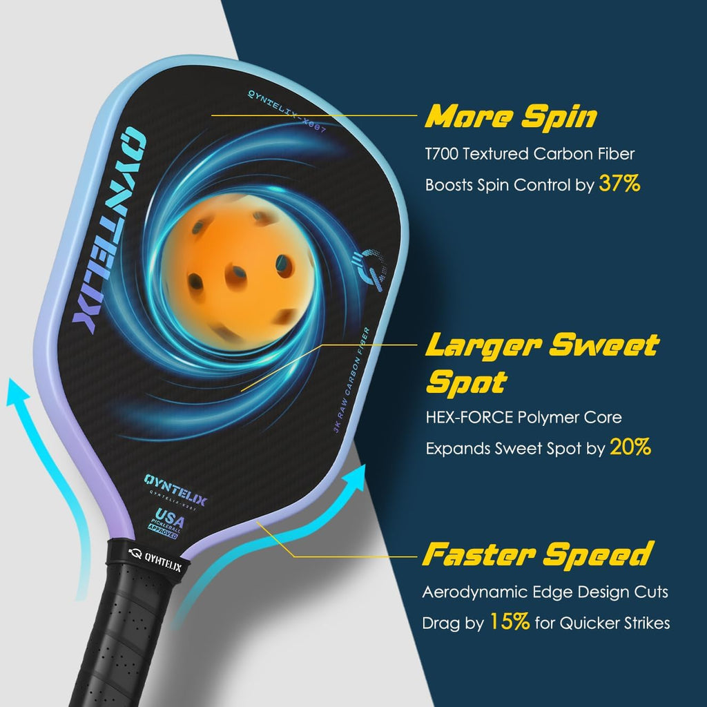 Pickleball Paddles | Carbon Fiber Pickleball Paddle | Hex-Force™ Polymer Core | Unibody Pickleball Racket | USAPA Approved